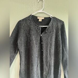Doncaster Gray Cardigan Sweater with Metallic Shimmer